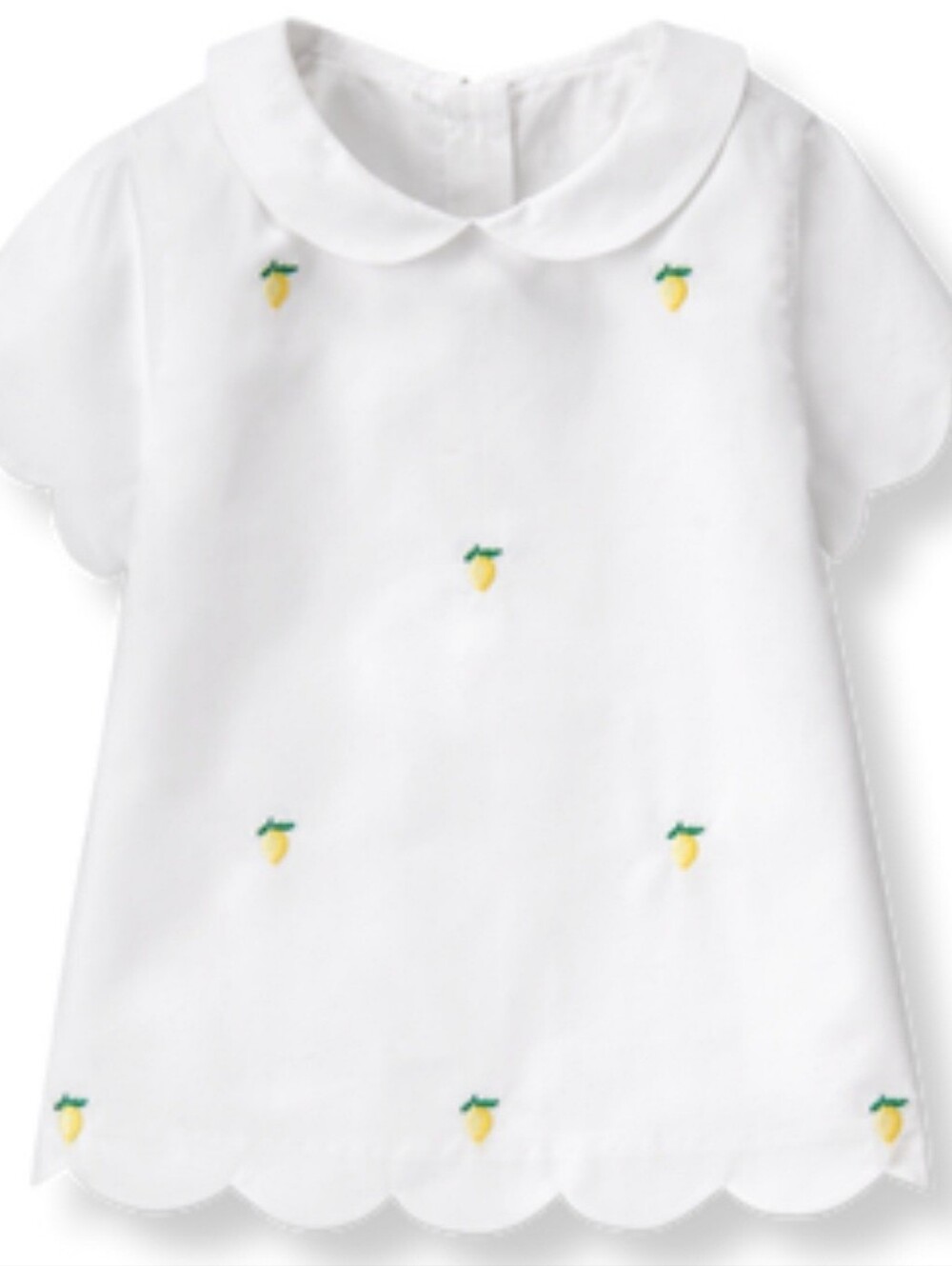 Janie & Jack • Girls, White, Lemon Embroidered Peter Pan Collar Top • 6-12 MOS